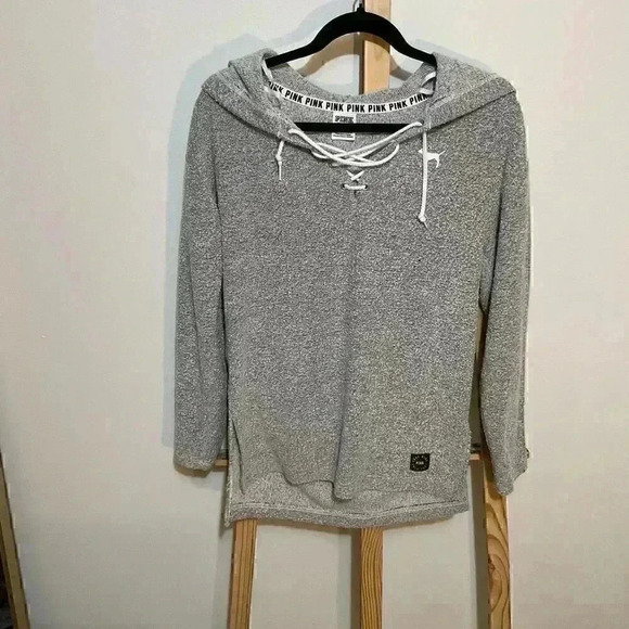 Pink Victoria Secret pullover hoodie grey size xs - Picture 1 of 10